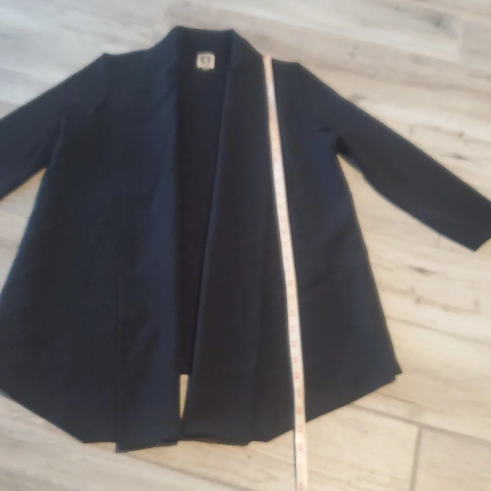 Anne Klein Womens Black Knit Viscose Blazer Jacket Medium Office Work Formal - Picture 6 of 8